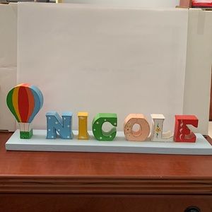 Name plaque for Nicole with hot balloon decoration